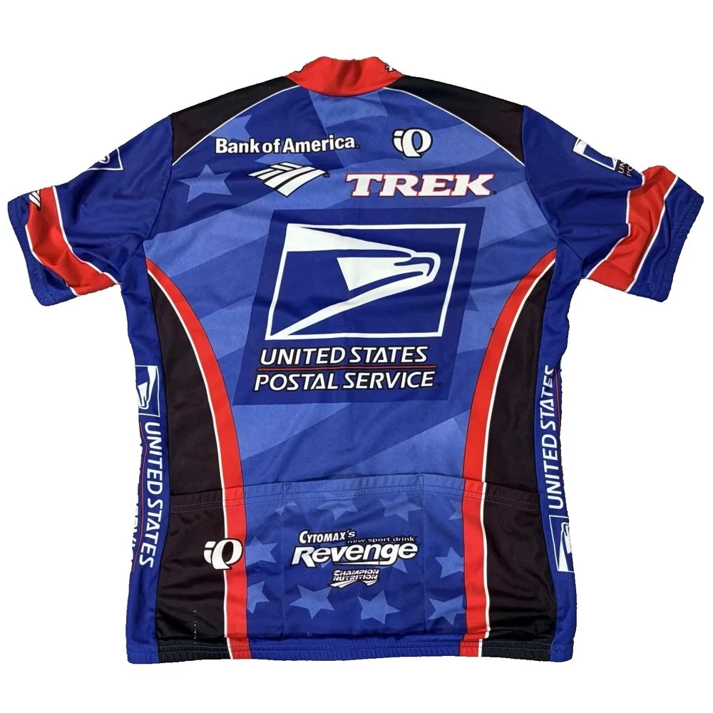 VTG Pearl Izumi Cycling Jersey Men's Medium USPS Trek Lance Armstrong 3/4 Zip FS - Picture 2 of 6